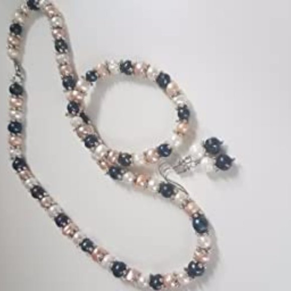 New Gem Stone King Multi-Color Cultured Freshwater Pearl Necklace Earrings Brace - Picture 2 of 5